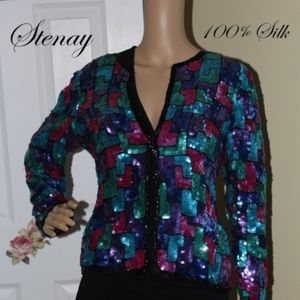 Stenay Sequined Jacket Made In India-100% Silk